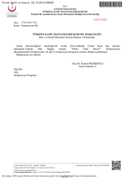 Sempozyum Hk. - T&uuml;rkiye Kamu Hastaneleri Kurumu