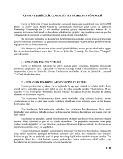 &Ccedil;EVRE VE ŞEHİRCİLİK UZMANLIĞI TEZ HAZIRLAMA Y&Ouml;NERGESİ