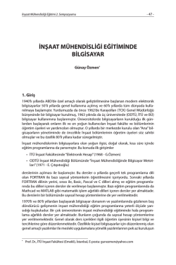 İnşaat M&uuml;hendisliği Eğitiminde Bilgisayar