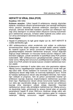 HEPATİT B VİRAL DNA (PCR)