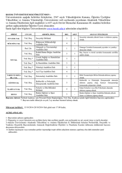 BOZOK ÜNİVERSİTESİ REKTÖRLÜĞÜNDEN