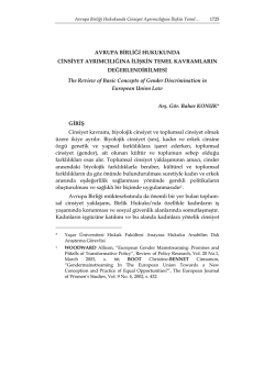 AVRUPA BİRLİĞİ HUKUKUNDA CİNSİYET