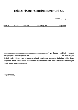 Keşideci Teyit Yazısı - ÇAĞDAŞ Finans Factoring Hizmetleri A.Ş.