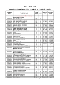 2013 - 2014 DGS Yerleştirme Sonu&ccedil;larına G&ouml;re En B&uuml;y&uuml;k ve En