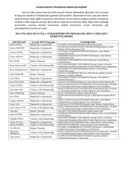 2014 yılı dgs sınavıyla y&uuml;ksek&ouml;ğretim programlarına yerleşen
