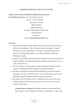 İLK&Ouml;ĞRETİM B&Ouml;L&Uuml;M&Uuml; TOPLULUĞU AKADEMİK DANIŞMAN: 2014-2