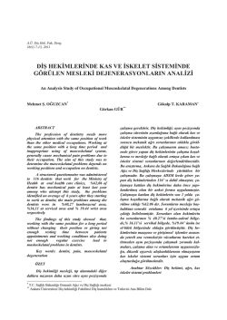 diş hekimlerinde kas ve iskelet sisteminde g&ouml;r&uuml;len mesleki