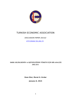 EMEK GELİRLERİNİN ve EŞİTSİZLİĞİNİN T&Uuml;RKİYE İ&Ccedil;İN BİR ANALİZİ