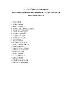 1. &Ccedil;İSE K&Ouml;SE 2. BURAK EMİR 3. MUSTAFA BEY 4. BERKAN