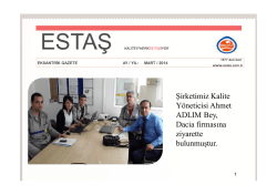 Şirketimiz Kalite Y&ouml;neticisi Ahmet ADLIM Bey, Dacia firmasına