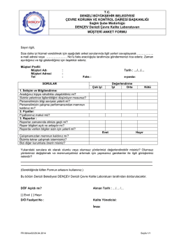 M&uuml;şteri Anket Formu - Denizli &Ccedil;evre Kalite Laboratuvarı
