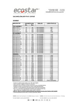 GAZ BR&Uuml;L&Ouml;RLERİ FİYAT LİSTESİ
