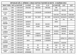 2013-2014 2.D&ouml;nem 2. Ortak Sınav Haftası Programı