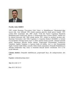 Prof. Dr. Zafer ERDEN - Fizik Tedavi ve Rehabilitasyon Bölümü