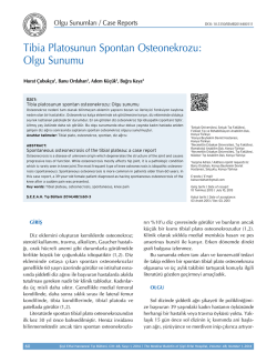 Tibia Platosunun Spontan Osteonekrozu: Olgu Sunumu