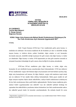 58-Değer Artış Kazancında Maliyet Bedeli Endekslemesi (Eskalasyon)