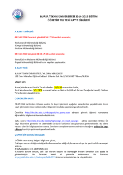 bursa teknik &uuml;niversitesi 2014-2015 eğitim &ouml;ğretim yılı yeni kayıt