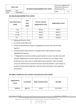 ISO 3834 BELGELENDİRME FİYAT LİSTESİ EN 15085