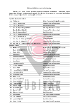 Matematik Eğitimi Araştırmaları &Ccedil;alıştayı T&Uuml;BİTAK 2237 Proje