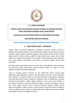 gebe eğitim sınıfları tanıtımı - İstanbul Kanuni Sultan S&uuml;leyman EAH