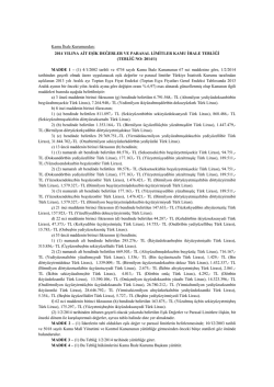 2014 YILINA AİT EŞİK DEĞERLER VE PARASAL LİMİTLER KAMU