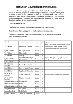 CUMHURİYET &Uuml;NİVERSİTESİ REKT&Ouml;RL&Uuml;Ğ&Uuml;NDEN