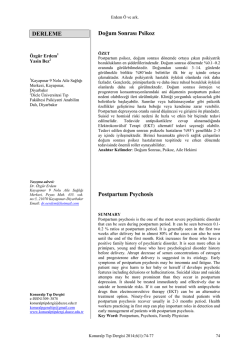 Doğum Sonrası Psikoz - Konuralp Tip Dergi