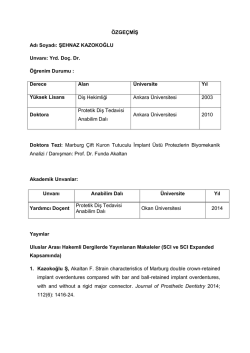 CV - Okan Üniversitesi Diş Hekimliği Fakültesi Hastanesi