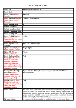 Ekonometrik Y&ouml;ntemler II