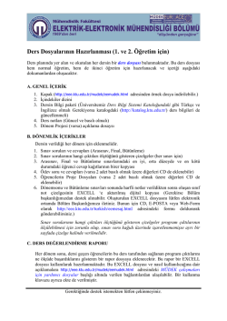 Ders Dosyalarının Hazırlanması (1. ve 2. &Ouml;ğretim i&ccedil;in)