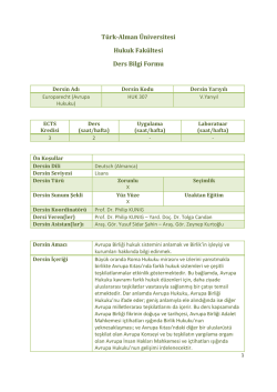 HUK 307 - T&uuml;rk-Alman &Uuml;niversitesi