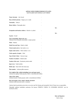 applıcatıon form for blue plates - T&uuml;rkiye Turing ve Otomobil Kurumu