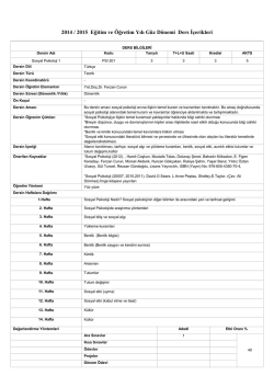 Sosyal Psikoloji 1 PSI 201 Ders İ&ccedil;eriği