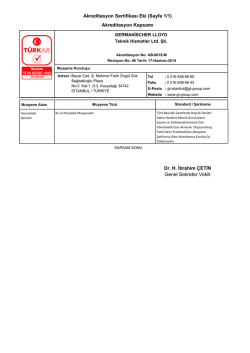 Akreditasyon Sertifikası Eki (Sayfa 1/1) Akreditasyon Kapsamı Dr. H