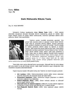 Konu: Bilim Dahi Mühendis Nikola Tesla
