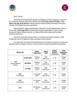 Sayın Velimiz, Cambridge &Uuml;niversitesi ESOL