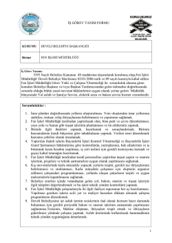 Fen İşleri M&uuml;d&uuml;rl&uuml;ğ&uuml;n&uuml;n G&ouml;revleri
