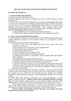 2015 yılı akaryakıt alımı ihalesi teknik şartnamesi