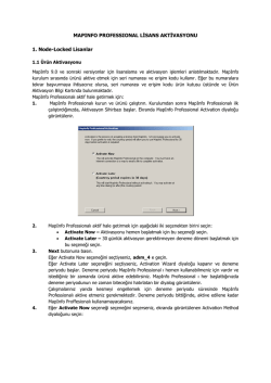 MAPINFO PROFESSIONAL LİSANS AKTİVASYONU 1. Node