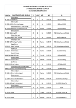 KODU/ Code SE&Ccedil;MELİ DERSLER DERS PROGRAMI TPK AKTS