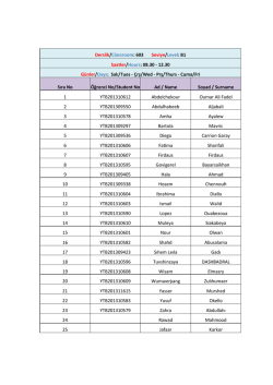 Derslik/Classroom: 603 Seviye/Level: B1 Saatler/Hours: 08.30