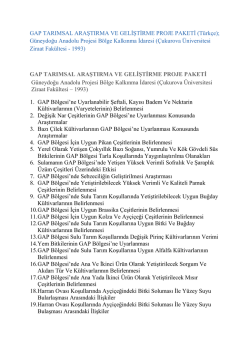 GAP TARIMSAL ARAŞTIRMA VE GELİŞTİRME PROJE PAKETİ