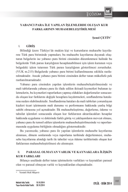 Yabancı Para İle Yapılan İşlemlerde Oluşan Kur Farklarının