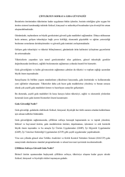 &Ccedil;İFTLİKTEN SOFRAYA GIDA G&Uuml;VENLİĞİ Besinlerin &uuml;retiminden