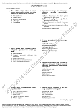 MALİYE POLİTİKASI-l - Uzman Kariyer Yayınları