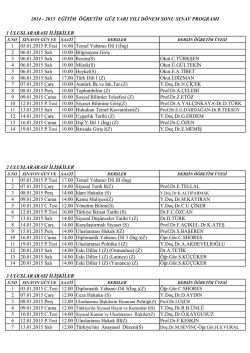 2014-2015 Eğitim &Ouml;ğretim G&uuml;z Yarıyılı D&ouml;nem Sonu Sınav Programı