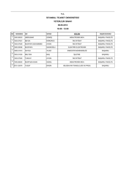tc istanbul ticaret &uuml;niversitesi yeterlilik sınavı 08.09.2014 10:00