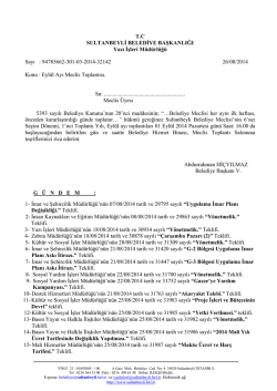 T.C SULTANBEYLİ BELEDİYE BAŞKANLIĞI Yazı İşleri M&uuml;d&uuml;rl&uuml;ğ&uuml;
