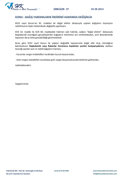 sirküler - 37 bağış yardımların indirimi hakkında değişiklik