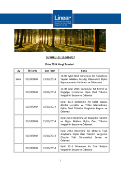 DUYURU: 01.10.2014/17 Ekim 2014 Vergi Takvimi